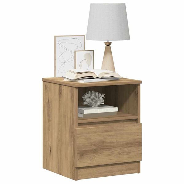 vidaXL Bedside Cabinet Artisan oak Engineered wood, metal Medium