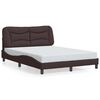vidaXL Bed Frame Dark Brown Polyester, Solid Pine Wood, Metal, Plywood