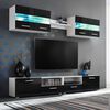 vidaXL TV Wall Unit High gloss black Engineered wood, glass, metal Large