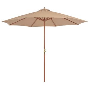vidaXL Garden Parasol Taupe Laminated bamboo and hardwood, polyester fabric