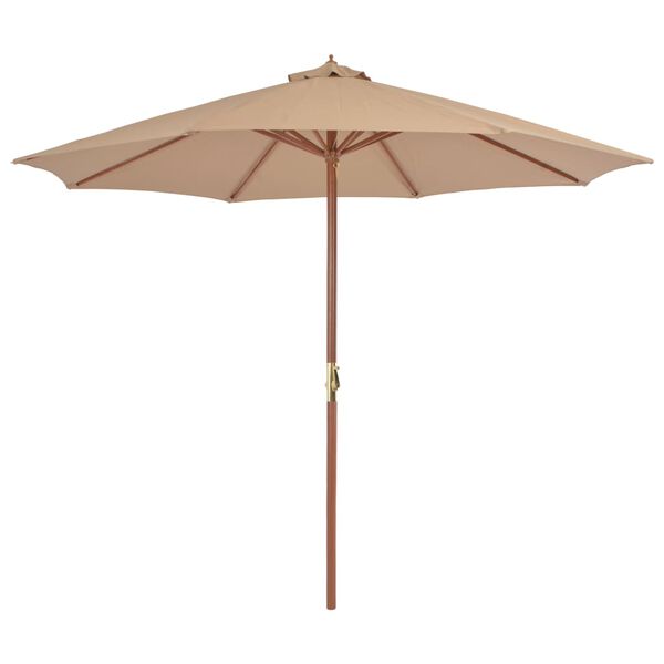 vidaXL Garden Parasol Taupe Laminated bamboo and hardwood, polyester fabric