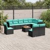 vidaXL 11 Piece Patio Sofa Set with Cushions Black Poly Rattan