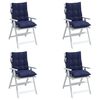 vidaXL Lowback Chair Cushion Set of 4 Navy blue