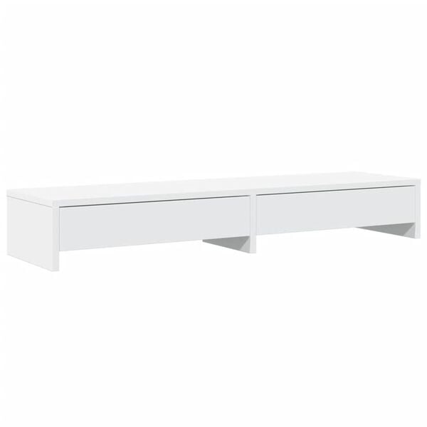 vidaXL Monitor Stand with Drawers White 39.4x10.6x5.9" Engineered Wood