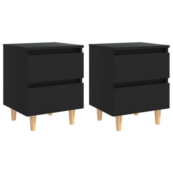 vidaXL Bed Cabinet Set of 2 Black Engineered wood, solid pinewood