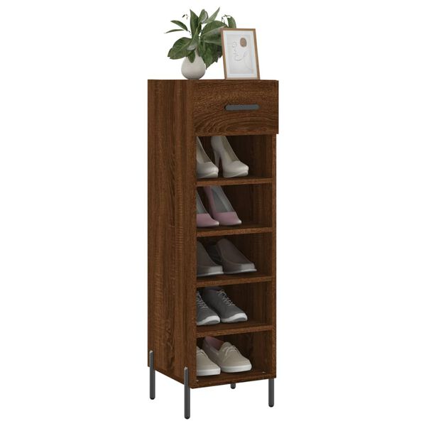 vidaXL Shoe Cabinet Brown Oak Engineered Wood, Iron, Zinc Alloy Medium