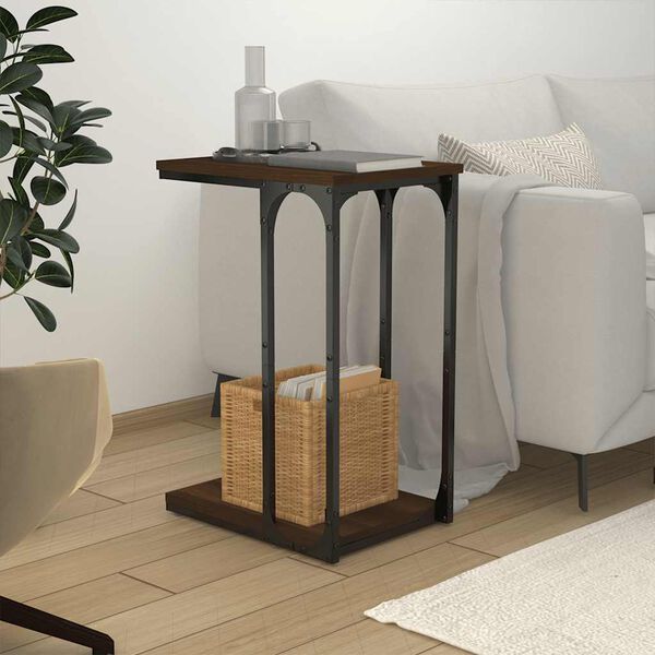 vidaXL Side Table Brown Oak Engineered wood, steel Standard Side Table