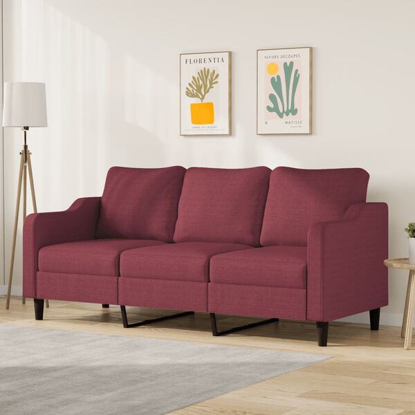 vidaXL 3-seater Sofa Wine red Fabric (100% polyester), metal, textilene