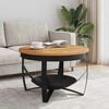 vidaXL Coffee Table Natural, Black Solid Acacia wood, Iron Medium