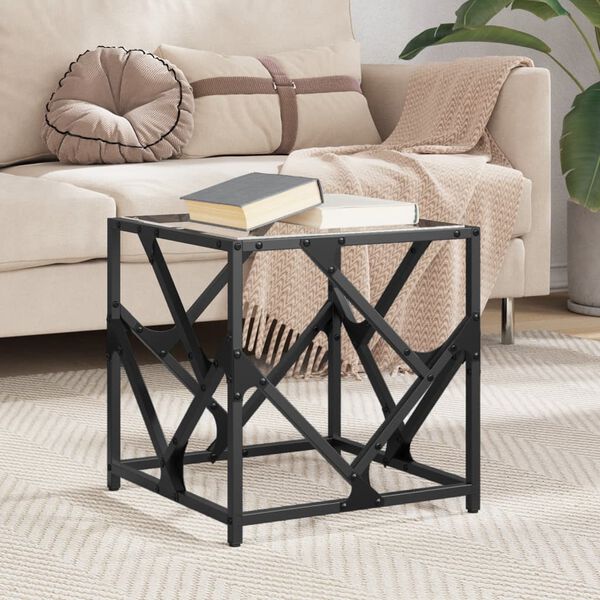 vidaXL Coffee Table Clear glass top with steel frame