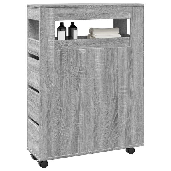 vidaXL Narrow Bathroom Cabinet Grey Sonoma Engineered wood