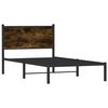 vidaXL Bed Frame Smoked Oak Steel, Engineered Wood Twin Bed Frame