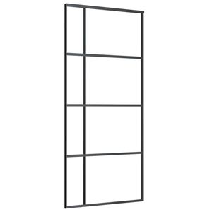 vidaXL Sliding Door ESG Glass and Aluminum 35.4"x80.7" Black