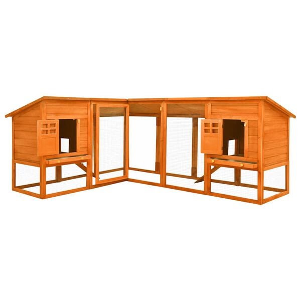 vidaXL Rabbit Hutch Brown Solid fir wood, plywood, galvanized steel