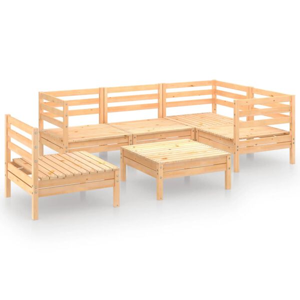 vidaXL Garden Lounge Set Natural Wood Solid Pinewood 6 Piece Set Modular