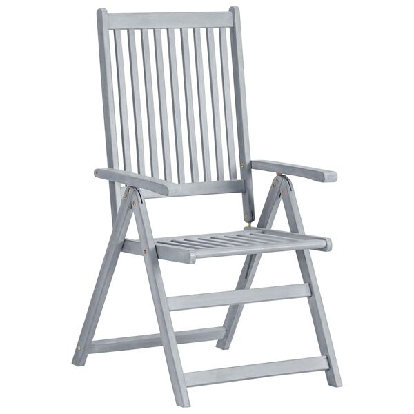 vidaXL Garden Chair Set of 6 Grey, Blue Solid Acacia wood, 100% polyester