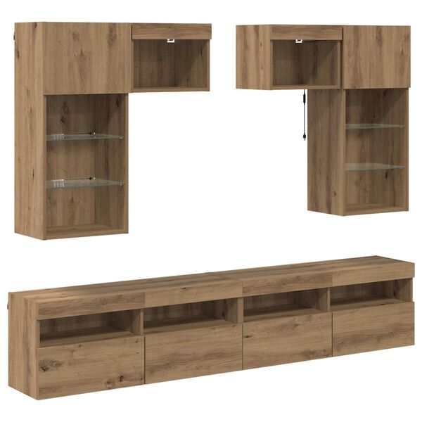 vidaXL TV Wall Units 6 pcs Old Wood 39.37 x 11.81 x 15.75 in