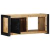 vidaXL TV Cabinet Black and Brown Solid Rough Mango Wood and Iron