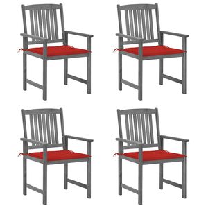 vidaXL Patio Chair Set of 4 Gray Solid Acacia wood Standard
