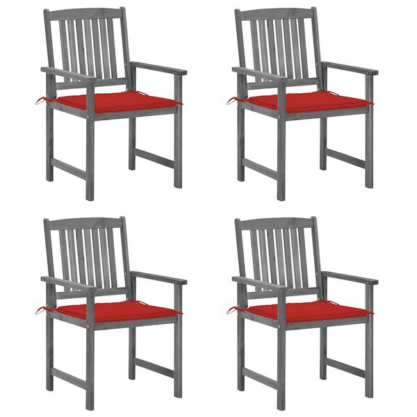 vidaXL Patio Chair Set of 4 Gray Solid Acacia wood Standard