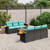 vidaXL 7 Piece Patio Sofa Set with Cushions Black Poly Rattan (US only)