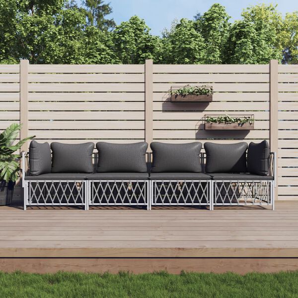 vidaXL Garden Lounge Set White, Dark Grey