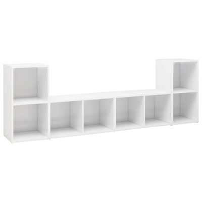 vidaXL TV Cabinets 4 pcs High Gloss White 28.3"x13.8"x14.4" Engineered Wood
