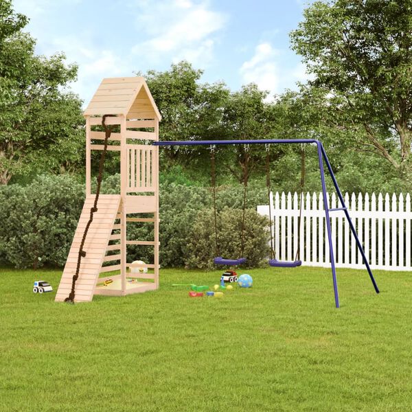 vidaXL Outdoor Playset Natural wood and blue