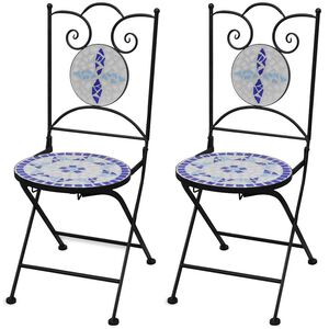 vidaXL Garden Chair Set of 2 Blue and White
