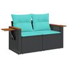 vidaXL 6 Piece Patio Sofa Set with Cushions Black Poly Rattan