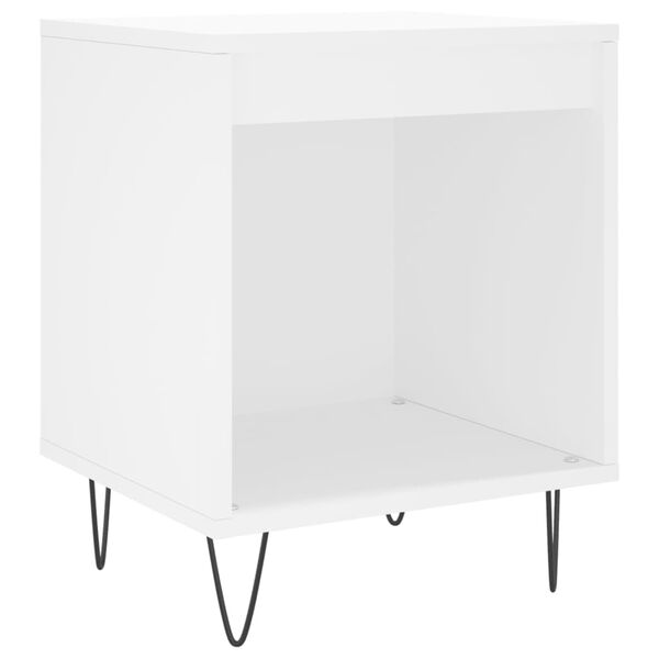 vidaXL Bedside Cabinet White Engineered wood, metal legs Medium Storage