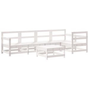 vidaXL Garden Lounge Set White Solid Pine Wood, Plywood Large