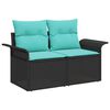 vidaXL Garden Sofa Set with Cushion 6 pcs Black Poly Rattan