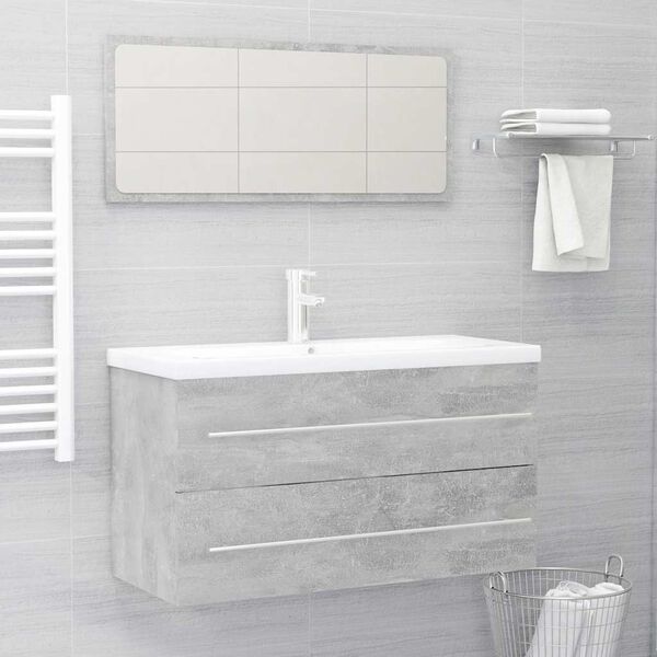 vidaXL Bathroom Furniture Set Concrete grey Engineered wood Medium