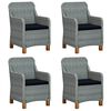 vidaXL 5 Piece Patio Dining Set with Cushions Poly Rattan Light Gray