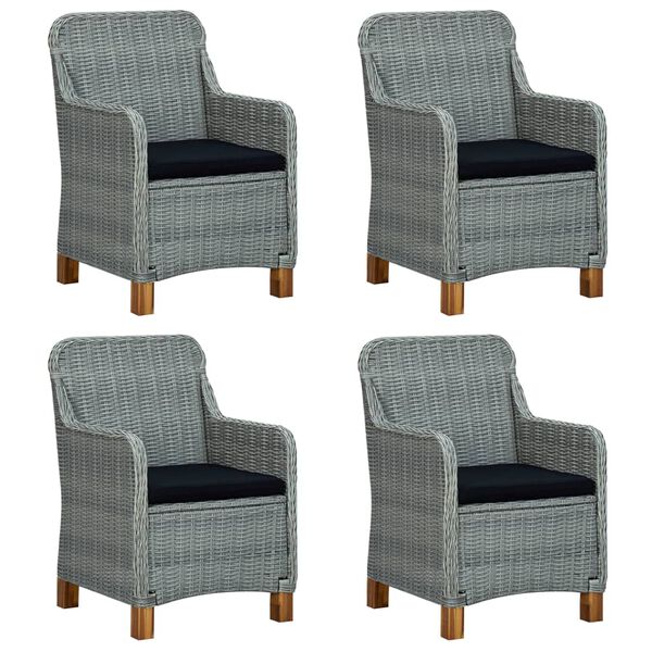 vidaXL 5 Piece Patio Dining Set with Cushions Poly Rattan Light Gray