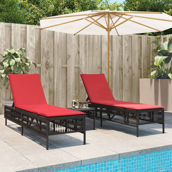 vidaXL Patio Sun Lounger Brown PE rattan Standard