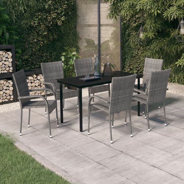 vidaXL Garden Dining Set Grey and Black