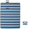 vidaXL Picnic Blanket Foldable Blue and White Stripe 78.7"x59.1" Velvet