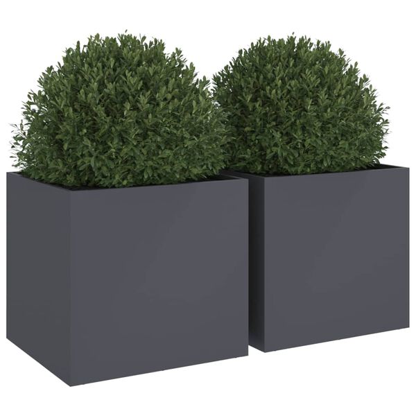 vidaXL Planter Set of 2 Anthracite Cold-rolled steel Medium Planters