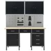 vidaXL Workbench with Four Wall Panels and Two Cabinets