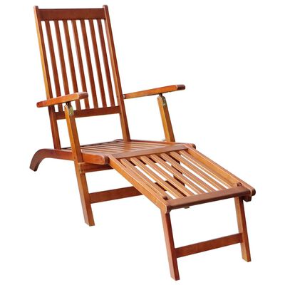 vidaXL Patio Deck Chair with Footrest and Cushion Solid Wood Acacia