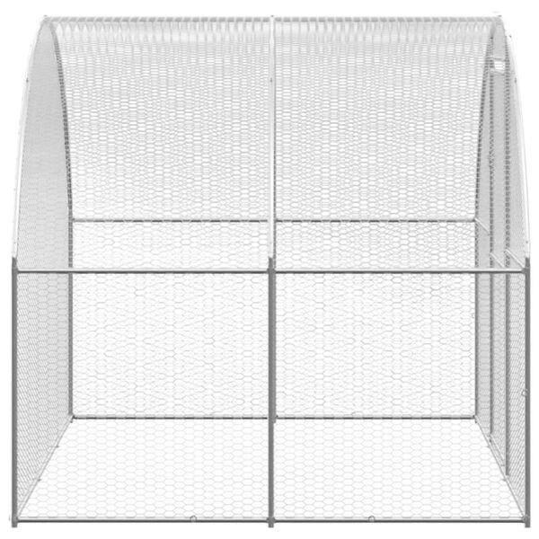 vidaXL Chicken Coop Silver and Silver Gray Galvanized Steel Large