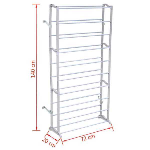 vidaXL Shoe Rack Set of 2 White Plastic with metal struts Compact