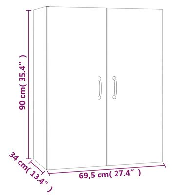 vidaXL Hanging Cabinet Black 27.4"x13.4"x35.4" Engineered Wood