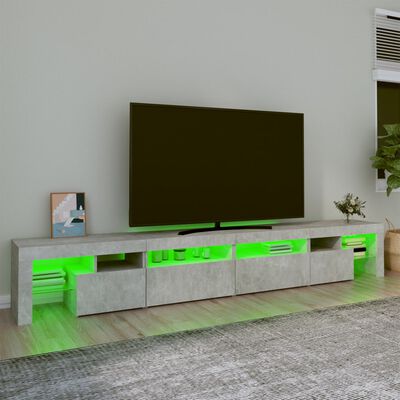 vidaXL TV Stand with LED Lights Concrete Gray 102.4"x14.4"x15.7"