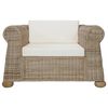 vidaXL Sofa Set Natural and cream white Natural rattan and solid mango wood