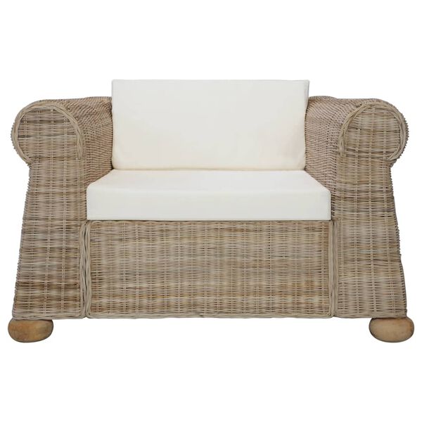 vidaXL Sofa Set Natural and cream white Natural rattan and solid mango wood