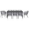 vidaXL Garden Dining Set with Cushion 9 pcs Grey Powder-Coated Steel