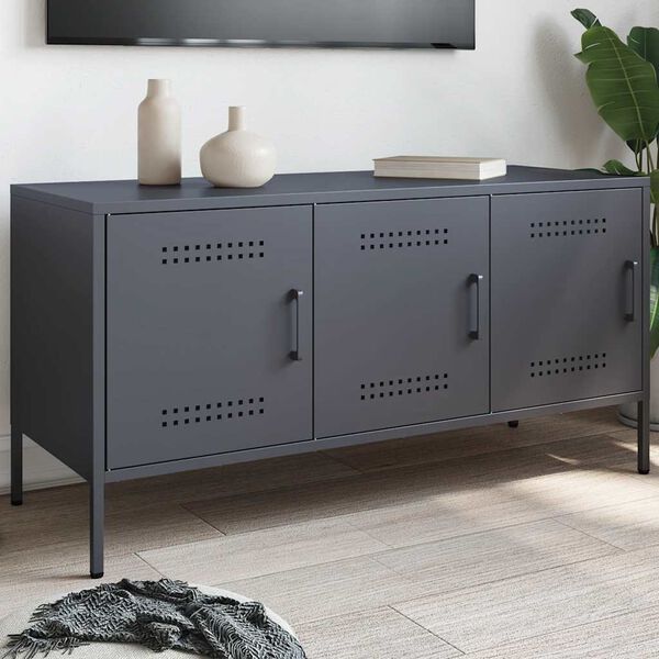 vidaXL TV Cabinet Anthracite Steel Medium TV Cabinet Rectangular